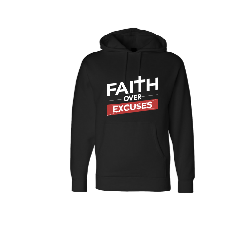 Faith Over Excuses Heavyweight Hoodie Black